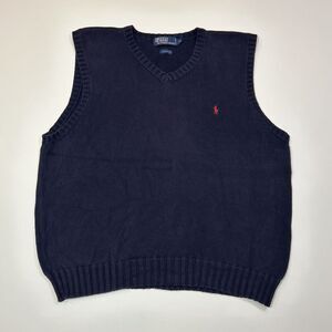Polo Ralph Lauren Sweater Vest Adult XL Blue Sleevelsess Pony Logo Men